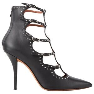 Givenchy Black Leather Studded Women's Caged Heels